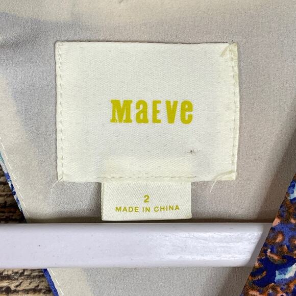 Maeve Medallion Silk Sleeveless Maxi Dress Cutout Back Side Pockets Size 2 - Picture 5 of 15